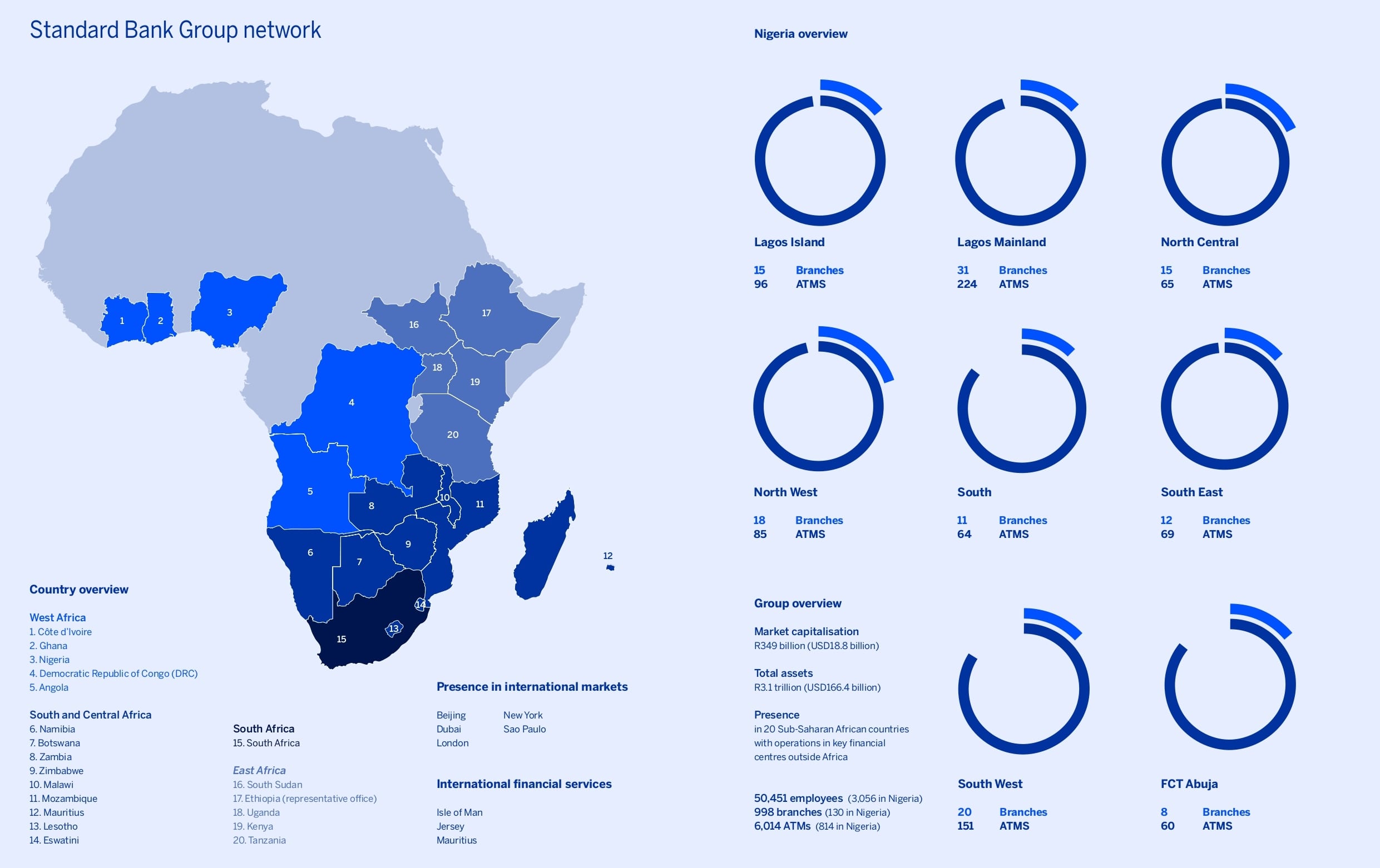 Map of Stanbic IBTC locations in Nigeria and the Standard Bank Group network